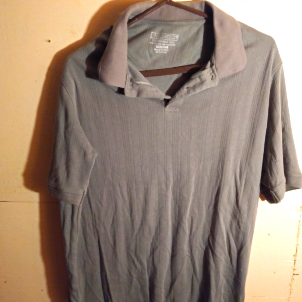 Architect Gray Green Performance Polo Shirt Classic Design 2 Button Neck Collar